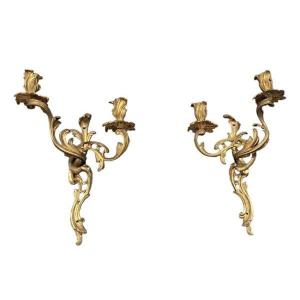 Pair Of Bronze Wall Lights 19th Century 42 X 28