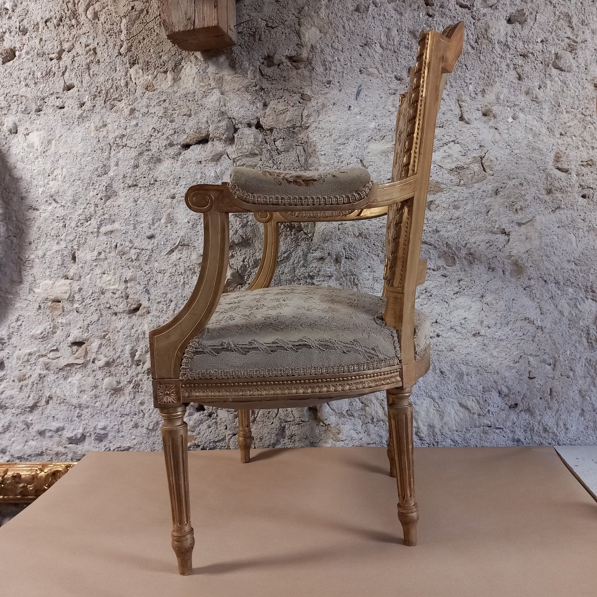 Fauteuil En Bois Doré-photo-3