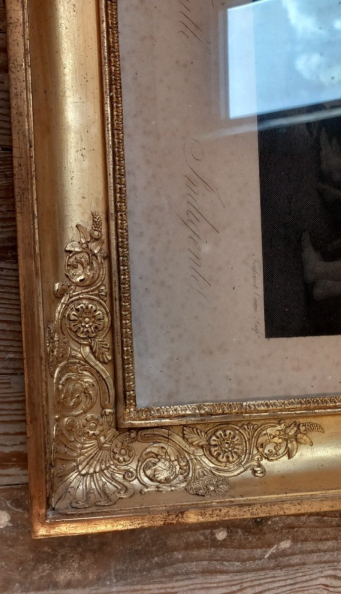 19th Gilded Leaf Frame Containing An Engraving-photo-2