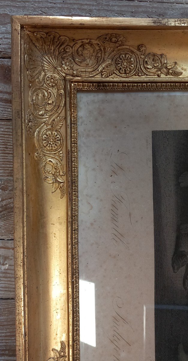 19th Gilded Leaf Frame Containing An Engraving-photo-4