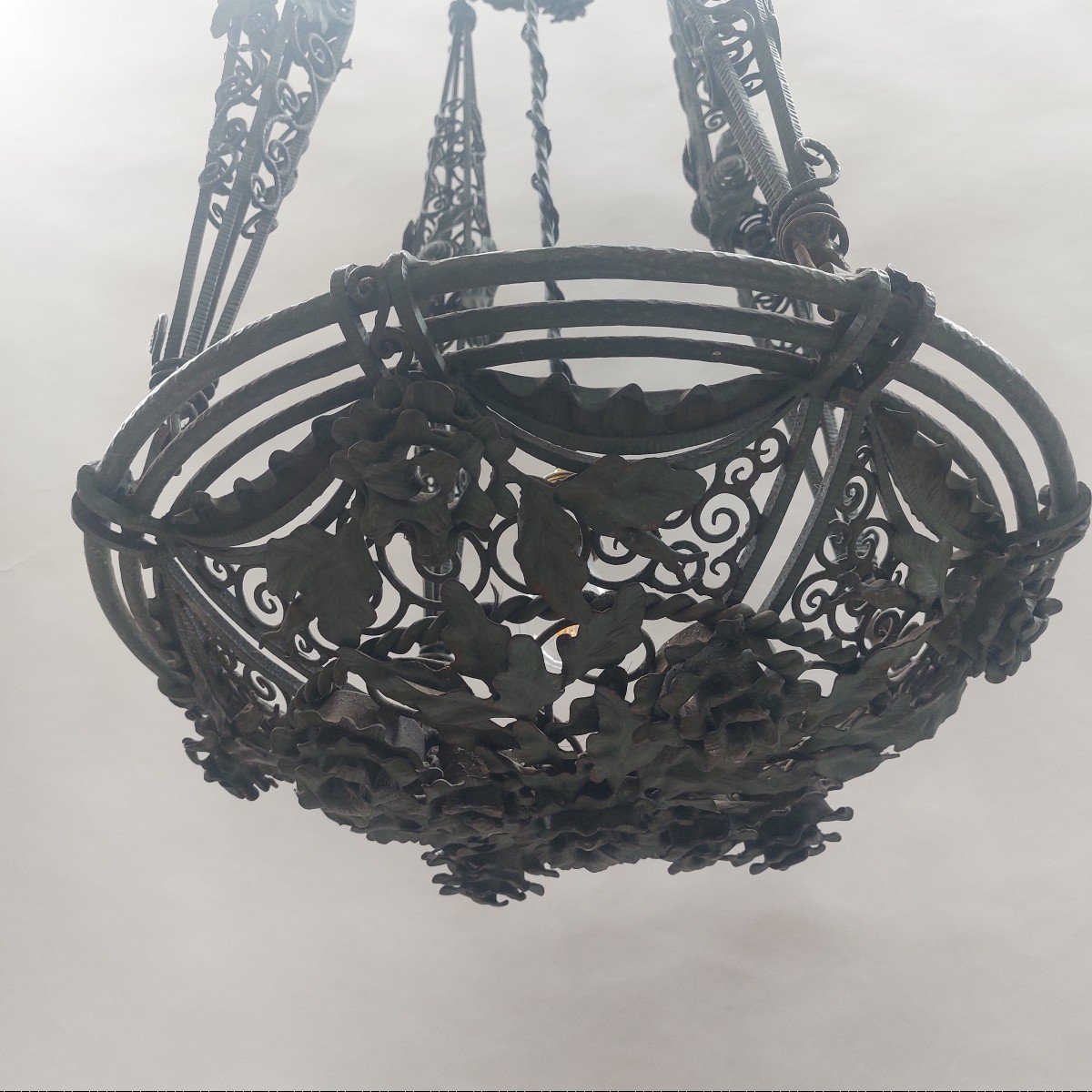 Art Nouveau Wrought Iron Chandelier-photo-2