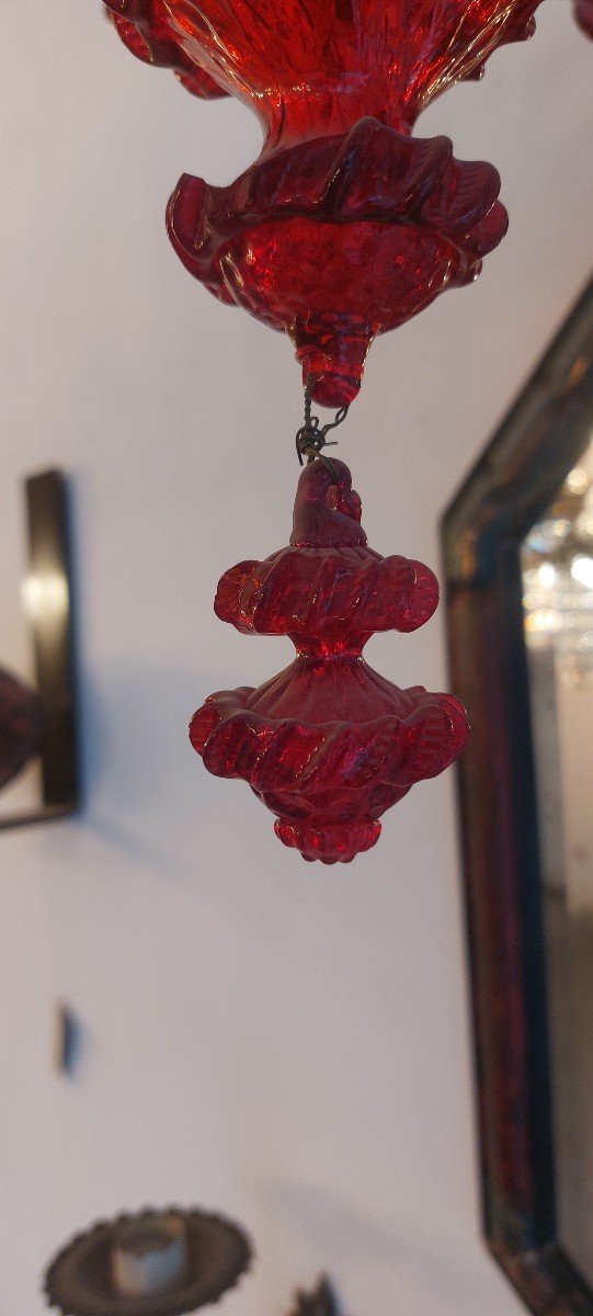 Lustre En Verre De Murano Rouge-photo-1