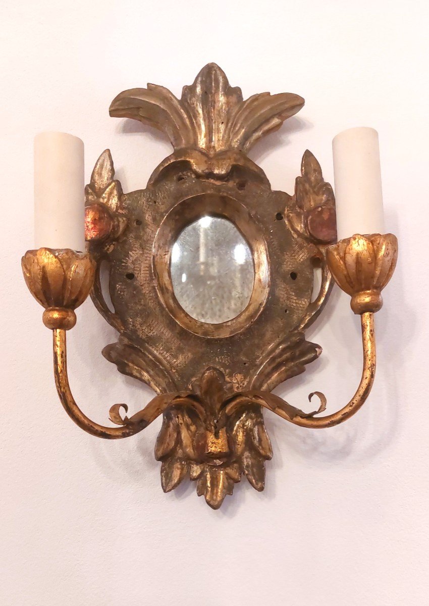 Pair d'appliques Italiennes , En Bois