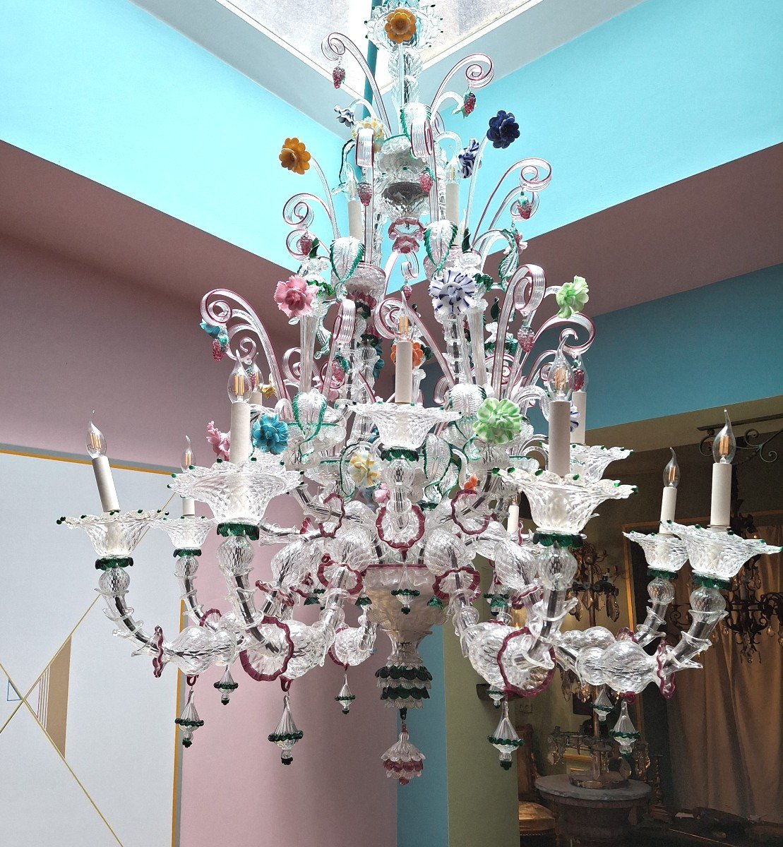 Large Murano Chandelier, -photo-4