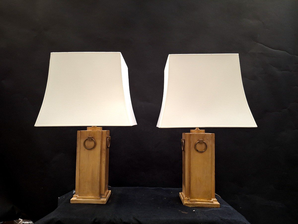 Couple Of Lamps In Golden Wood, Year 60
