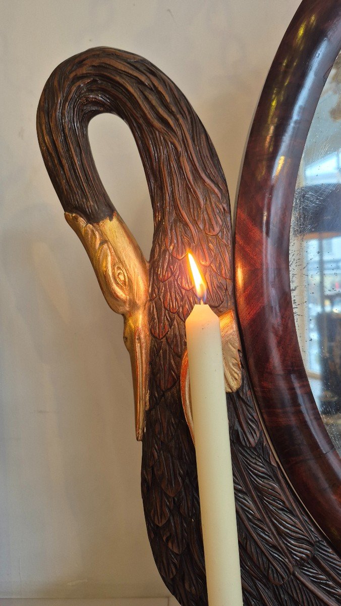 Mahogany Dressing Table, Swan Ornament And Bronze Bojour-photo-3