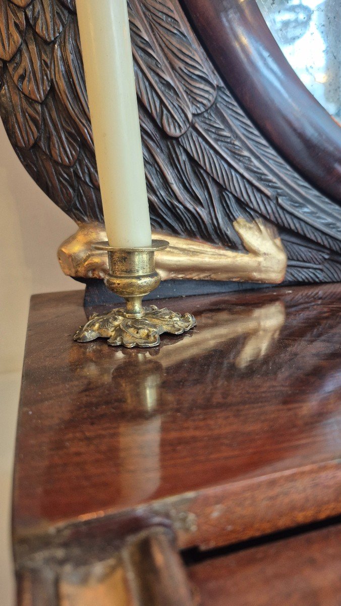 Mahogany Dressing Table, Swan Ornament And Bronze Bojour-photo-4