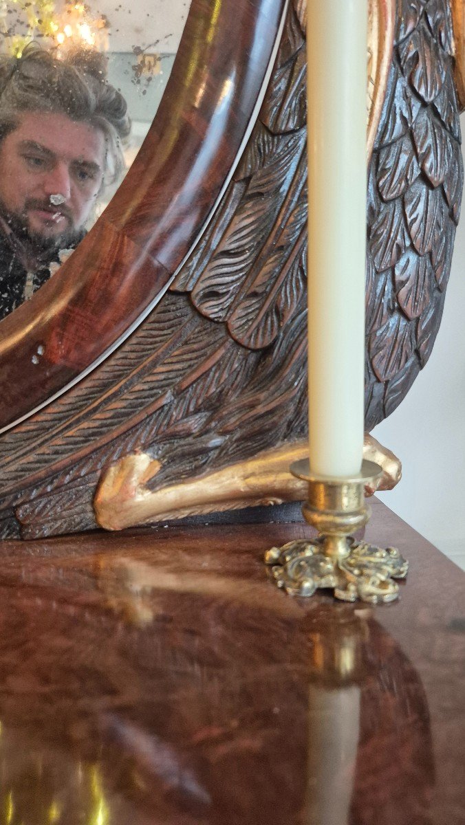 Mahogany Dressing Table, Swan Ornament And Bronze Bojour-photo-7