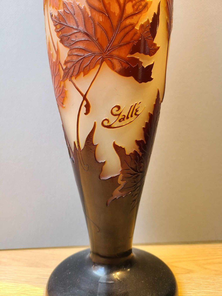 Exceptionnel Vase d'Emile Gallé - Feuilles d'Automne-photo-1