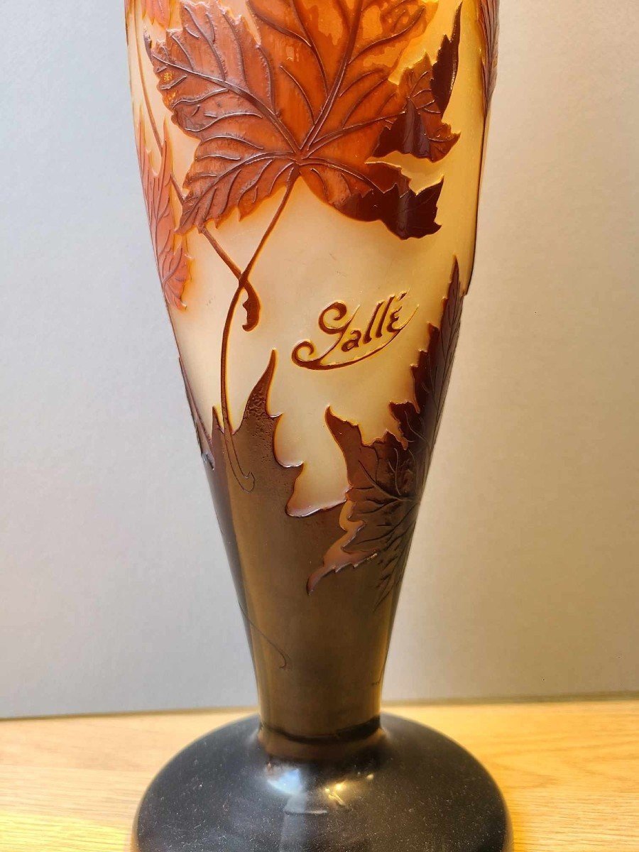 Exceptionnel Vase d'Emile Gallé - Feuilles d'Automne-photo-4