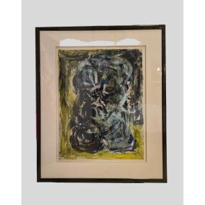 Framed Painted Work (yellow): By Henri Derycke