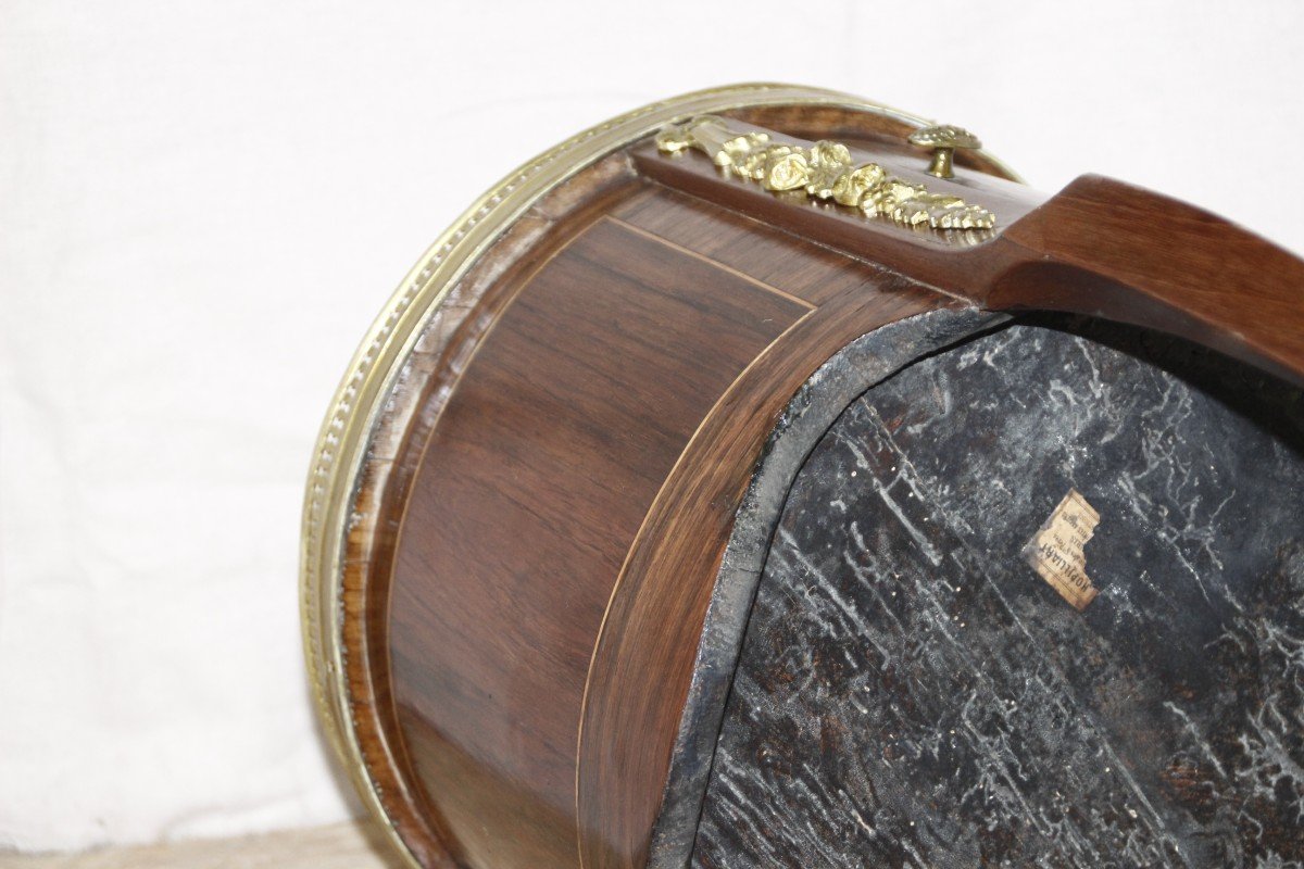 19th Century Marquetry Tripod Bedside Table-photo-7