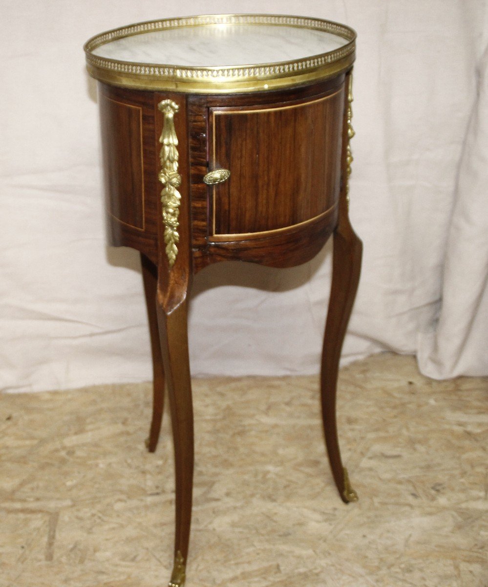 19th Century Marquetry Tripod Bedside Table