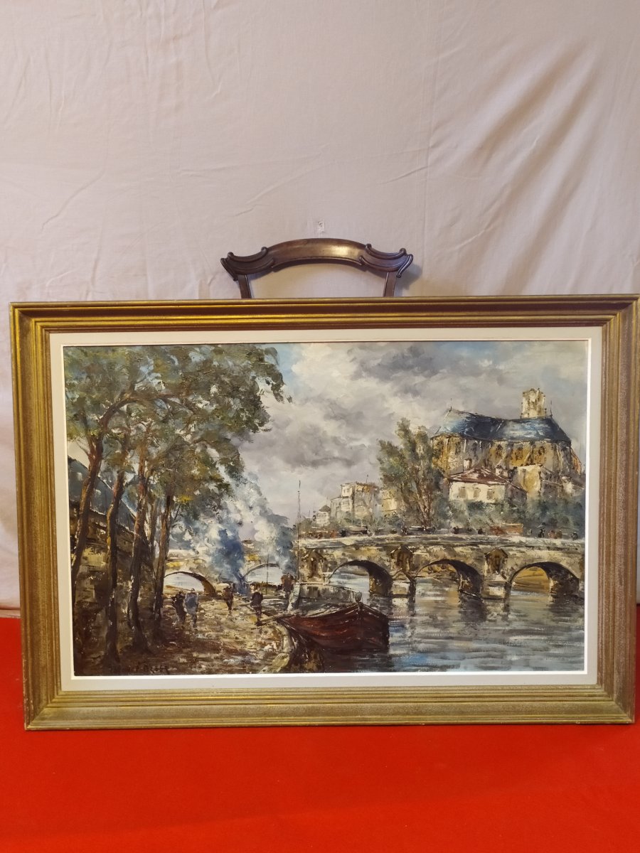 Le Pont Marie  Paris  Huile Sur Toile De Raymond Besse 