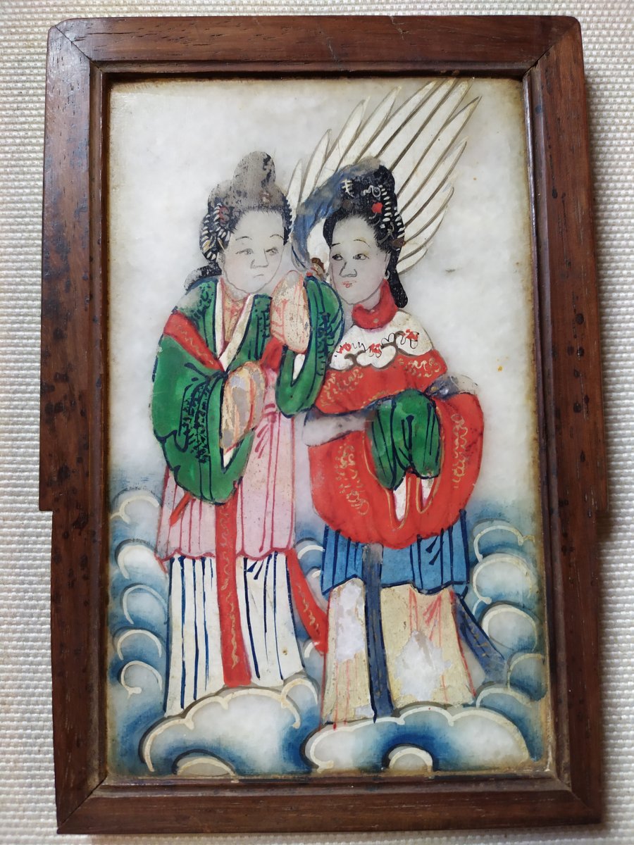 Peinture Chinoise Sur Albâtre XIXème 