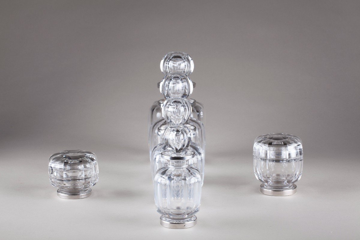 Baccarat, Flacons Et Pots Couverts Cristal & Argent-photo-2