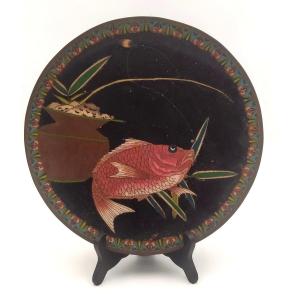 Plat Cloisonné, Carpe koi , Japon XIX ème