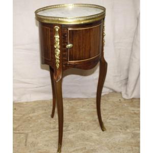 19th Century Marquetry Tripod Bedside Table