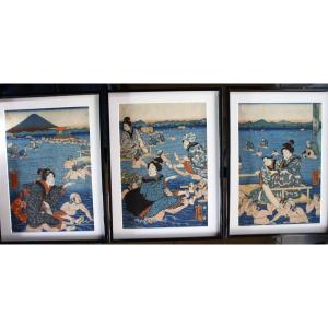 Estampes Triptyque d'Utagawa Yoshikazu