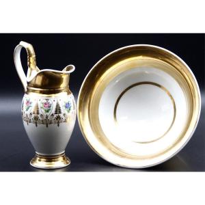 Basin & Its Pitcher Porcelain Of Paris Louis Philippe