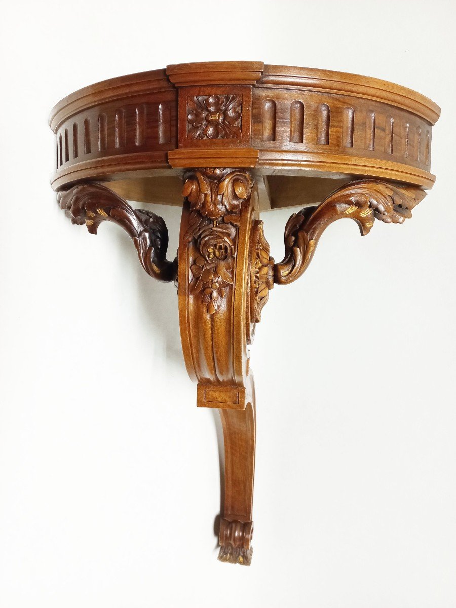 Console d'Angle Louis XVI En Noyer-photo-3