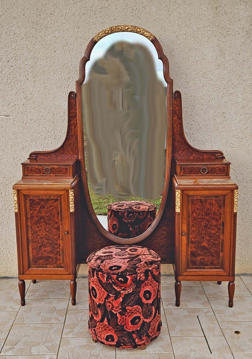 Coiffeuse Et Son Tabouret d'&eacute;poque Art D&eacute;co Vers 1925-photo-2