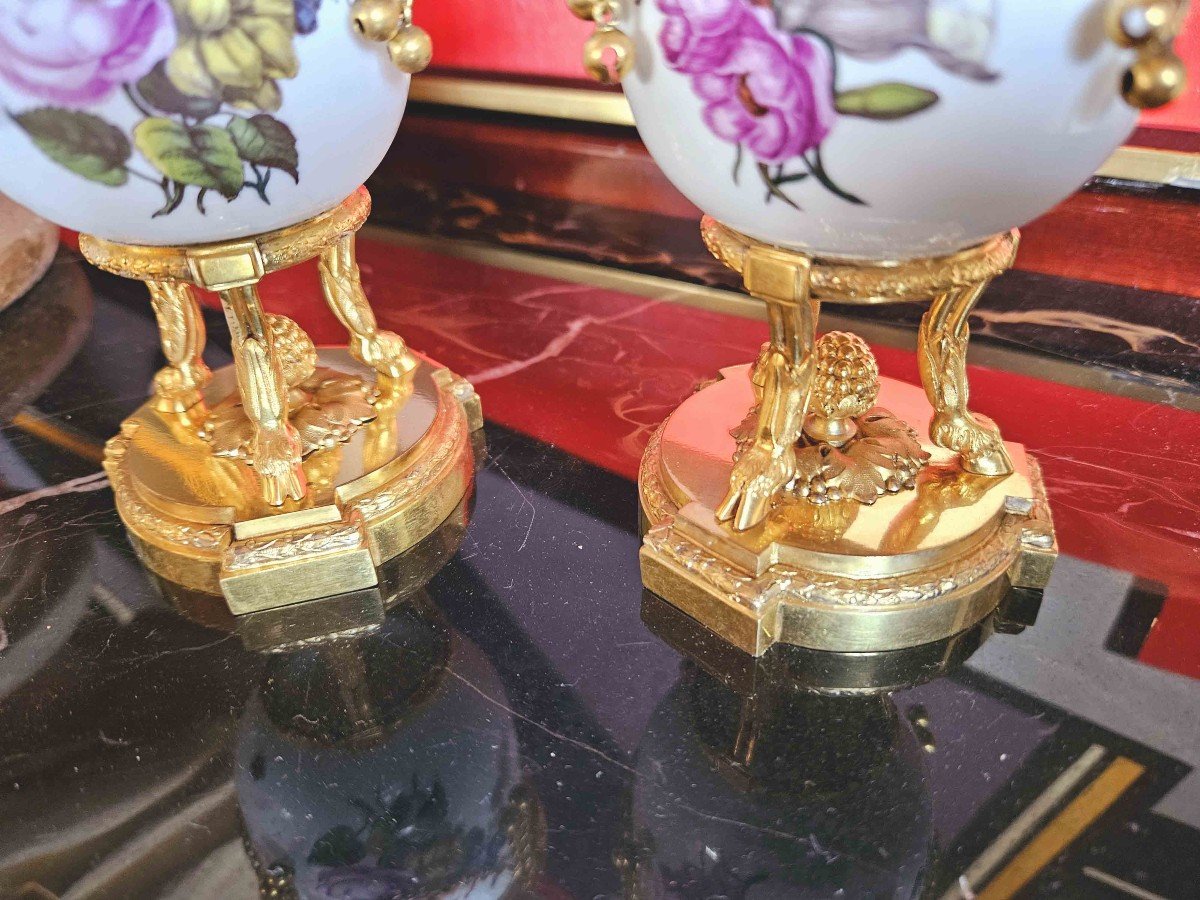 Small Meissen Porcelain Vases Early 19th Century Gilt Bronze Frame Signed Boin-taburet Paris-photo-4