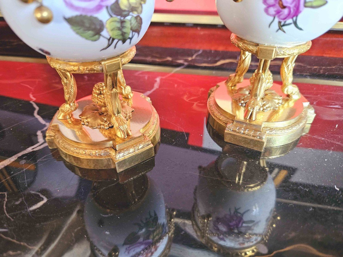 Small Meissen Porcelain Vases Early 19th Century Gilt Bronze Frame Signed Boin-taburet Paris-photo-5