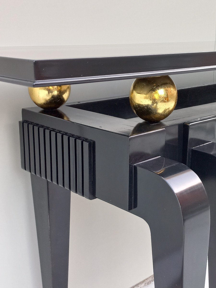 Important Black Lacquered Art Deco Console-photo-3