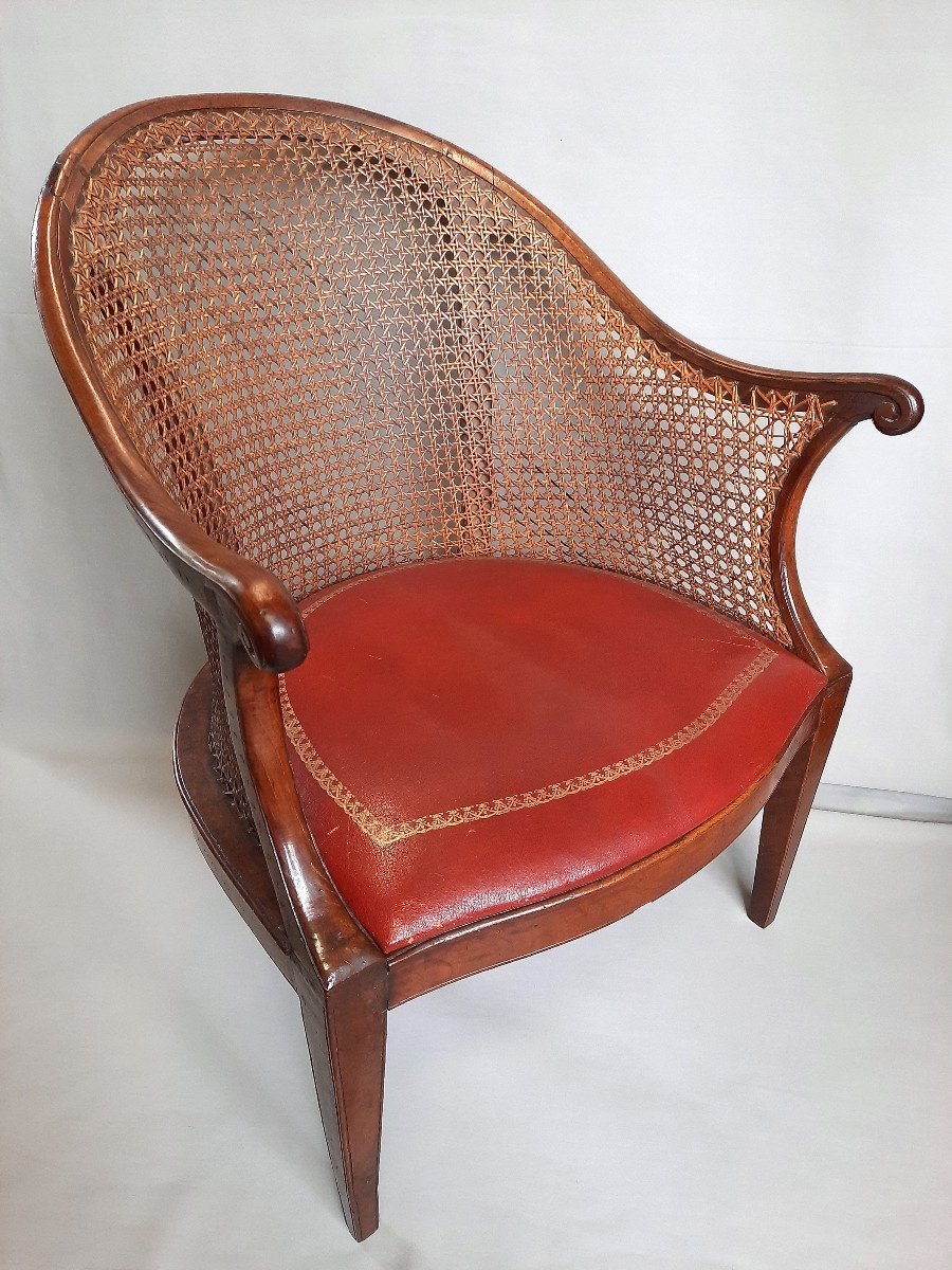 18th Century Dutch Office Armchair Leather Seat