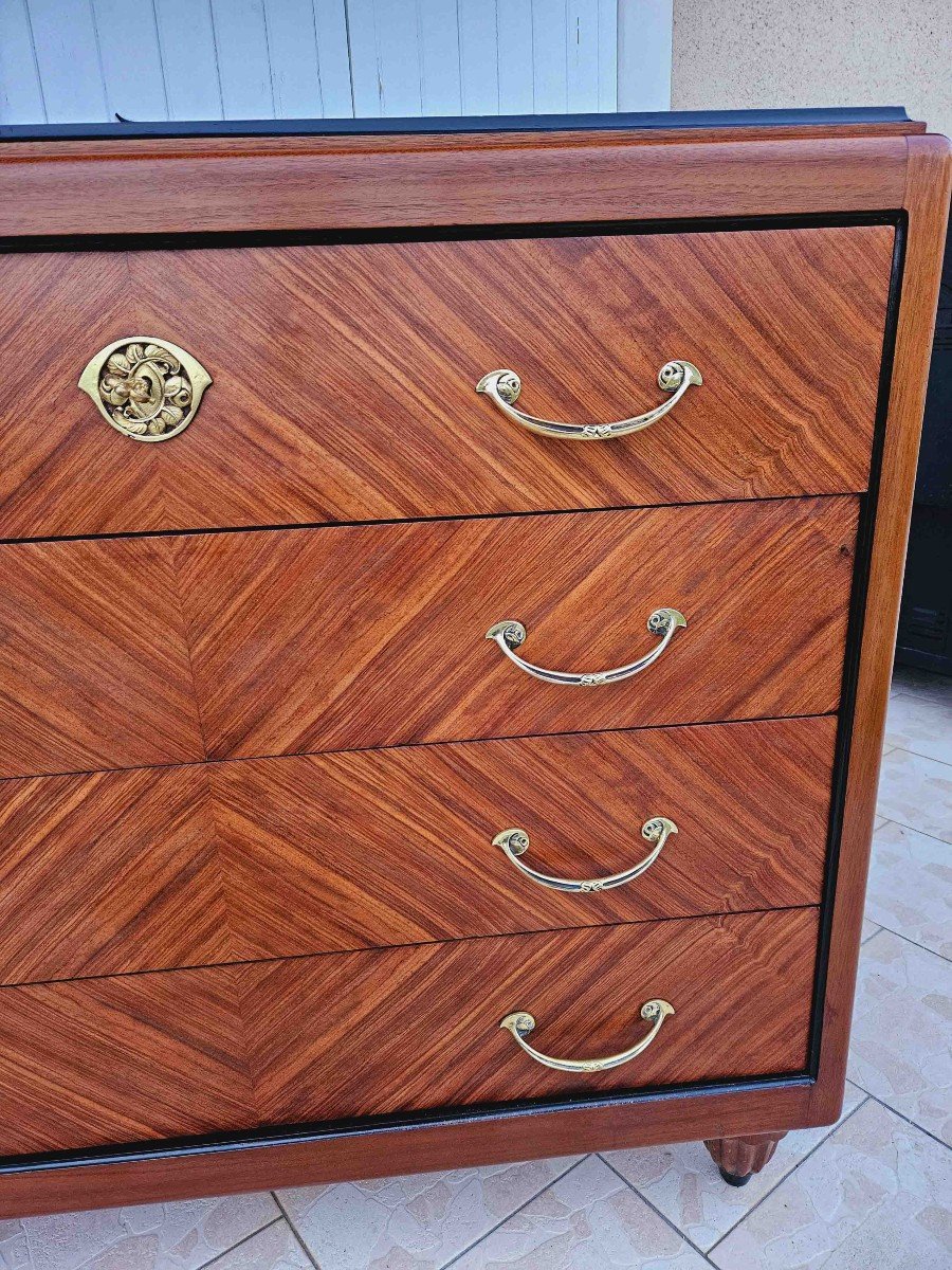 Art Deco Commode In Mahogany And Coral Wood Signed Majorelle-photo-4