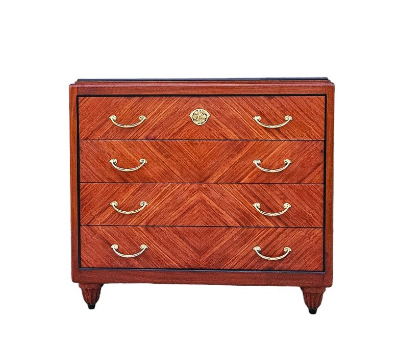 Art Deco Commode In Mahogany And Coral Wood Signed Majorelle