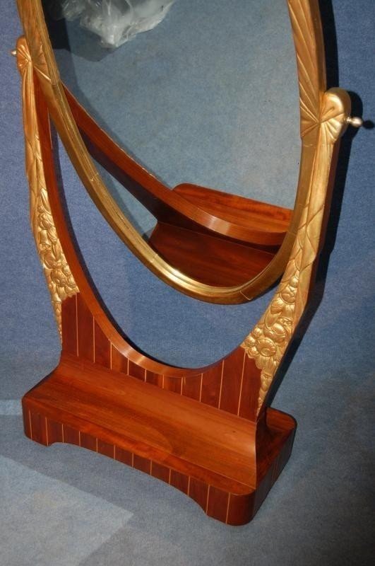 Art Deco Psyche In Carved Golden Wood And Inlaid Amaranth-photo-4