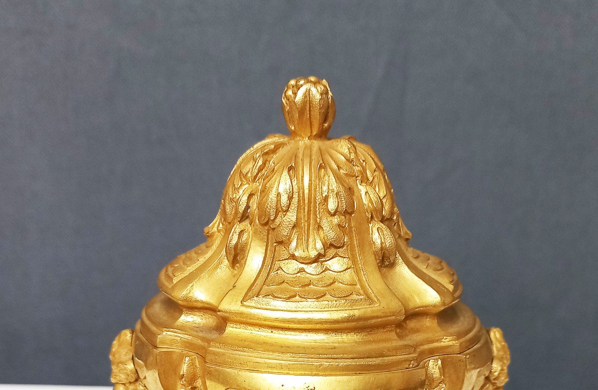 Inkwell In Gilt Bronze And Marble 19th Century-photo-3