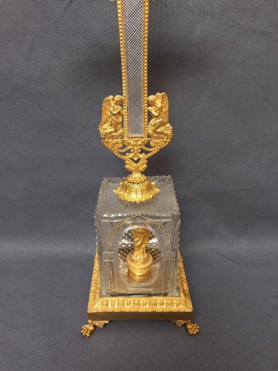 Crucifix In Cut Crystal And Gilt Bronze Early 19th Century-photo-1