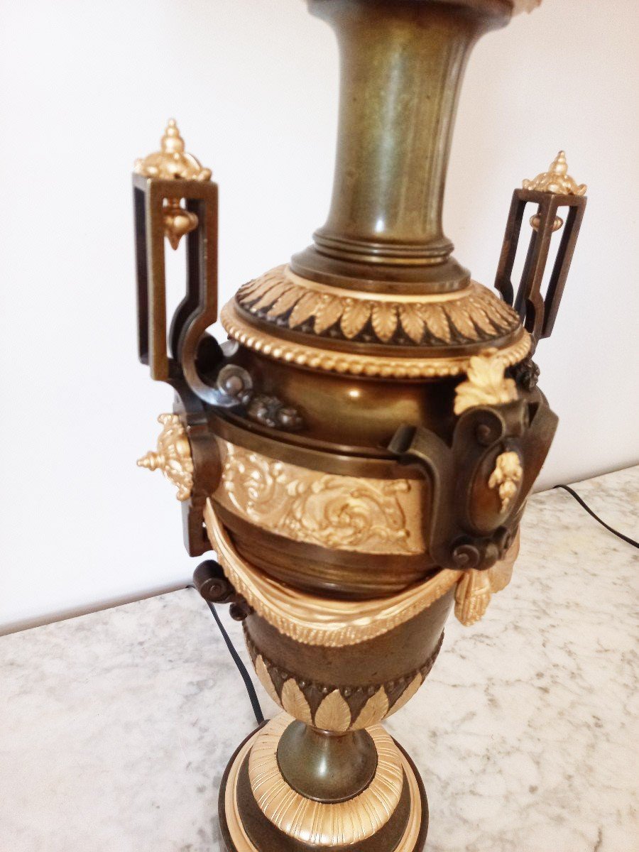 Important Pair Of Antique Lamps, Bronze 19th Century-photo-1