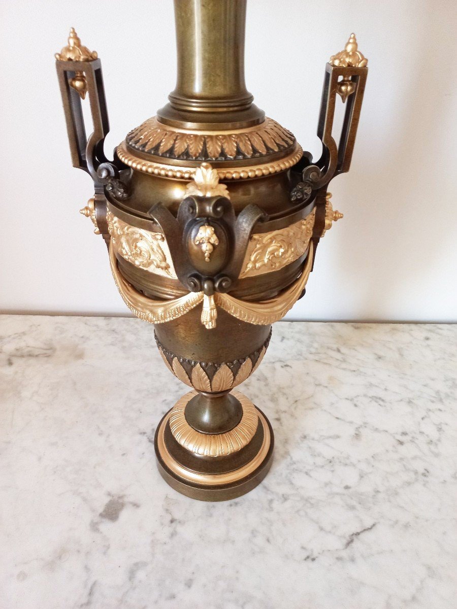 Important Pair Of Antique Lamps, Bronze 19th Century-photo-3