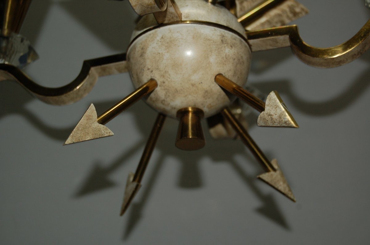 Chandelier In Bronze And Cut Crystal (dlg Gilbert Poillerat)-photo-3