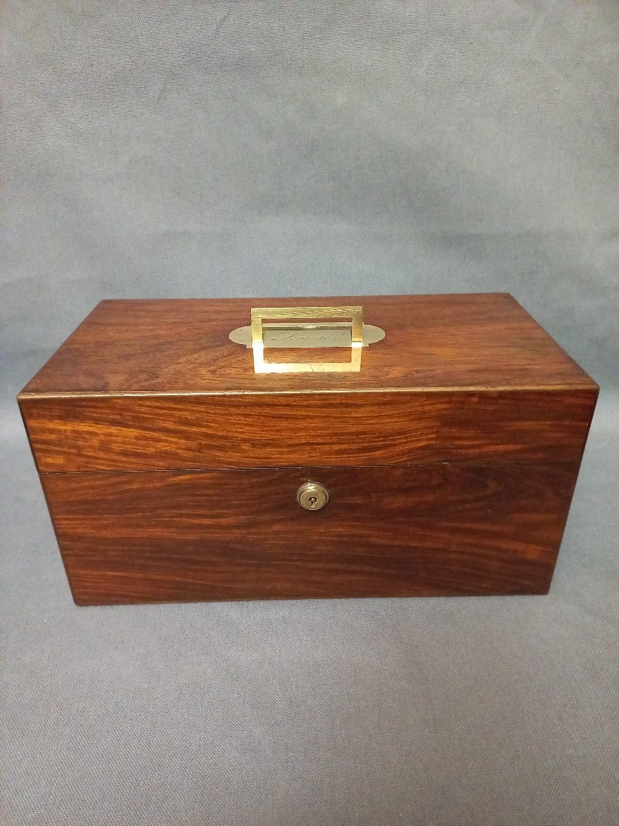 J Bramah 1748-1814 Rosewood, Crystal And Silver Tea Box-photo-4