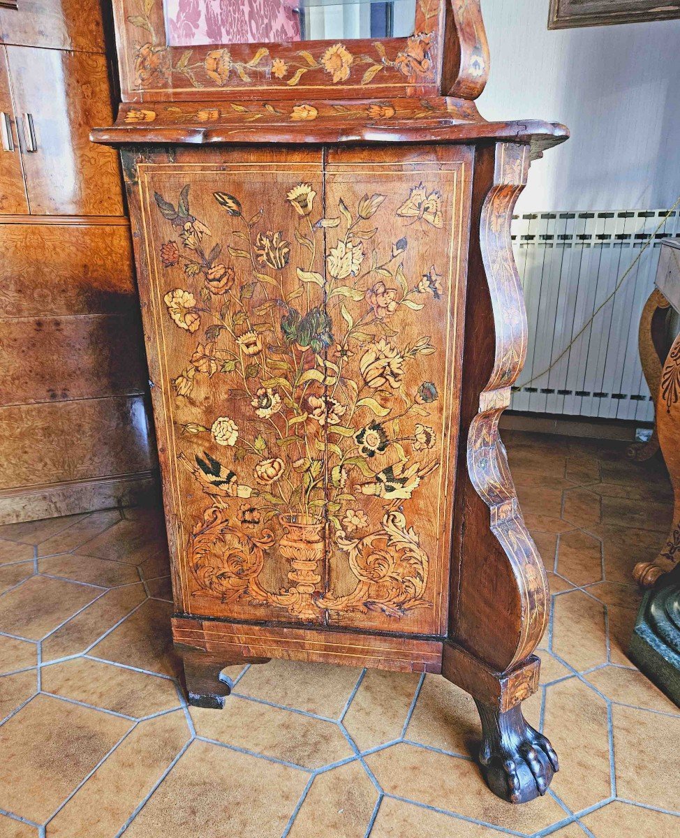 Dutch Showcase Cabinet In Inlaid Walnut XVIIIth-photo-6