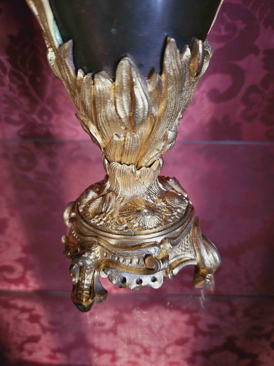 Decorative Swan Vase Patinated Bronze And Gilded With Mercury Circa 1830-photo-2