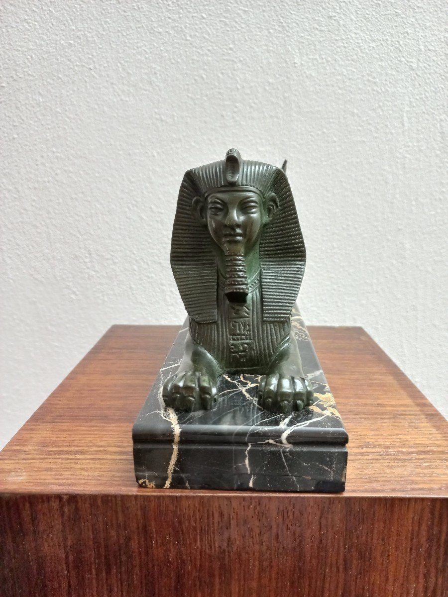 Sphinx Ailé à Tête d'Homme En Bronze Vers 1930-photo-2