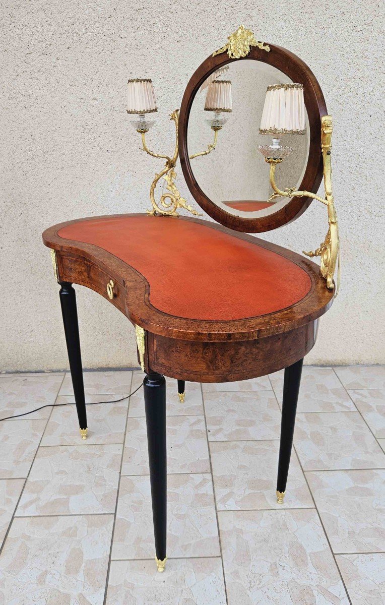 Dressing Table With 2 Arms Of Lights Marquetry And Gilt Bronze-photo-3