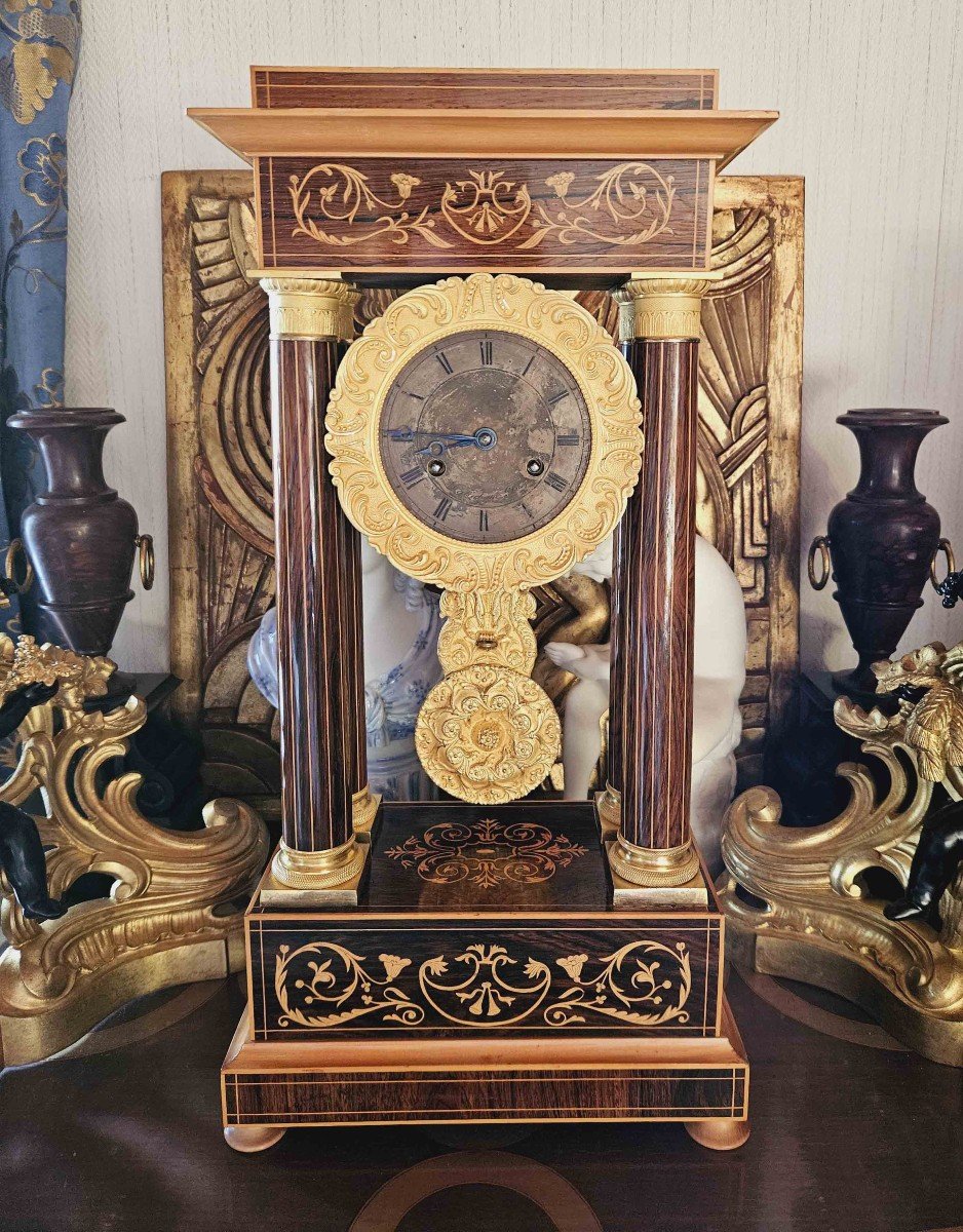 Charles X Inlaid And Gilt Bronze Clock