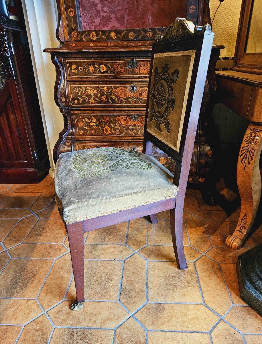 Empire Mahogany And Gilt Bronze Office Chair-photo-2