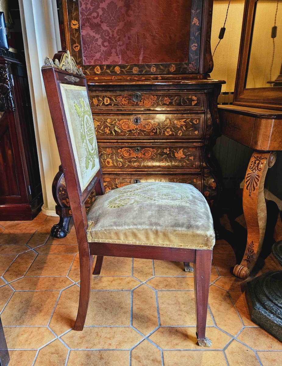 Empire Mahogany And Gilt Bronze Office Chair-photo-6