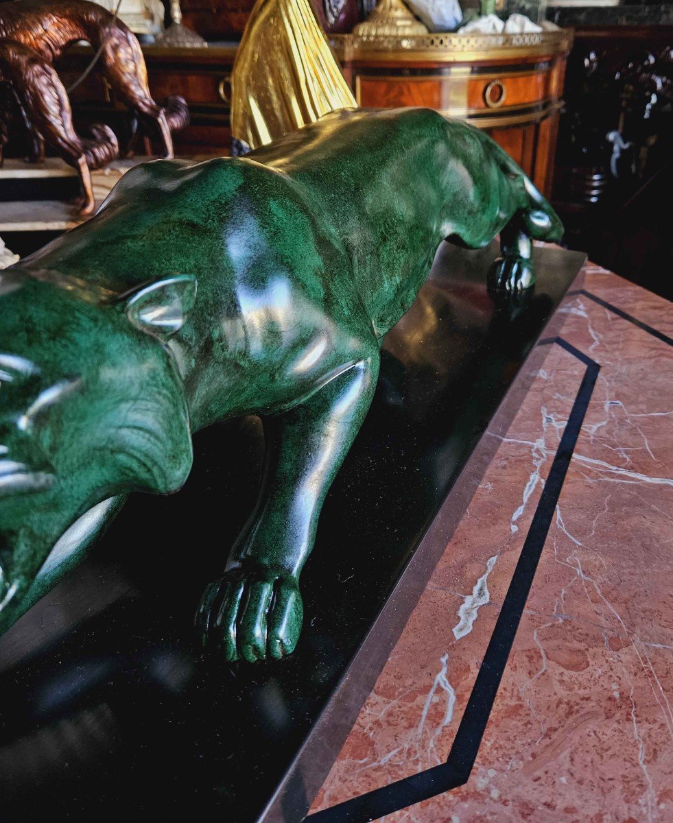 Large Panther In Patinated Bronze Art Deco Period Circa 1930-photo-2