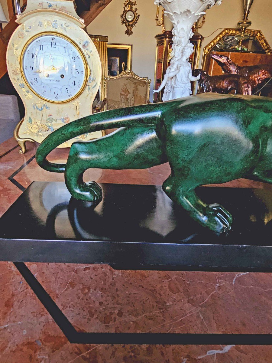 Large Panther In Patinated Bronze Art Deco Period Circa 1930-photo-6