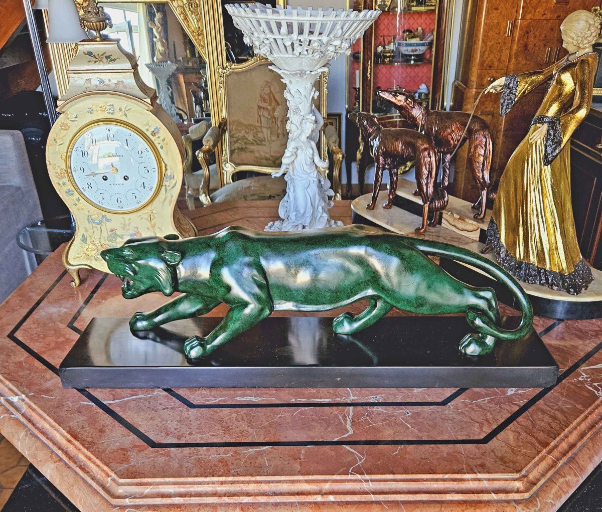 Large Panther In Patinated Bronze Art Deco Period Circa 1930