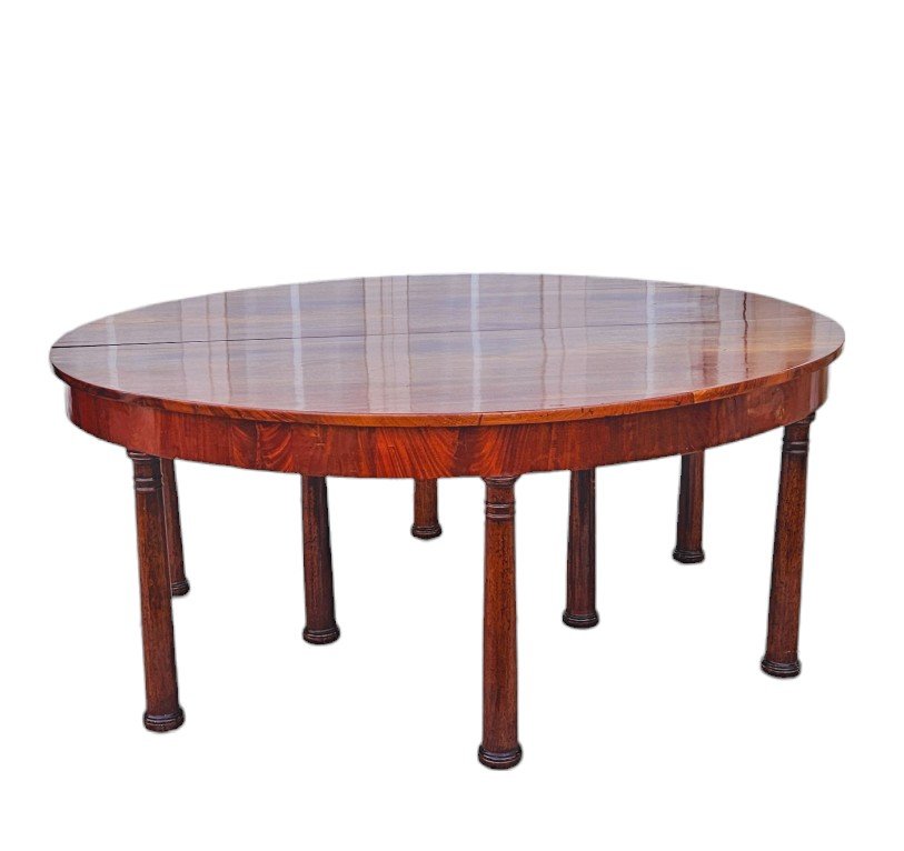 Très Grande Table à Bandeau 8 Pieds Colonne époque Empire 